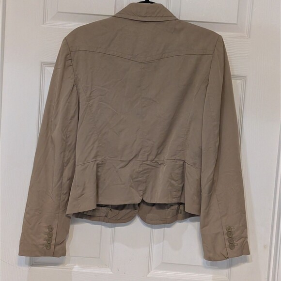 Loft Ann Taylor Women's Size 12 Button Front Tan Lightweight Collar Short Jacket - Picture 2 of 7